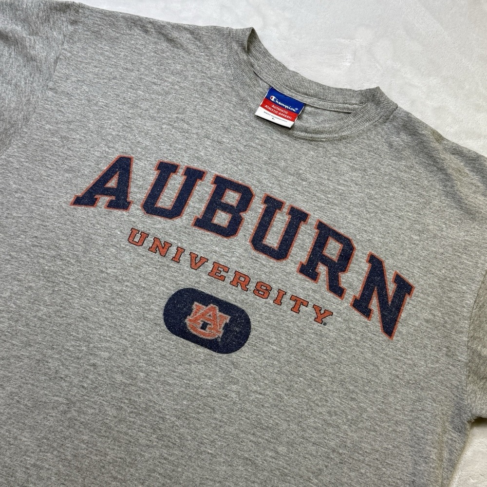Champion Auburn University‎ T-Shirt Men's L Gray SEC College Tee Faded